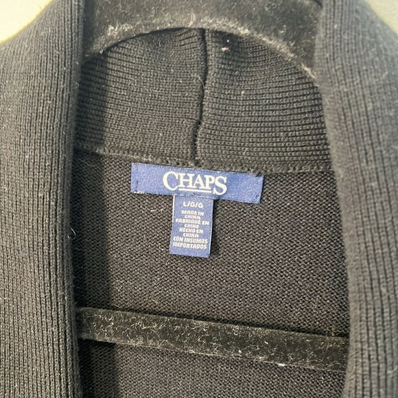 Chaps Womens Knit Wrap Black Sweater Dress Belted Adjustable Knee Length Large - Picture 3 of 16